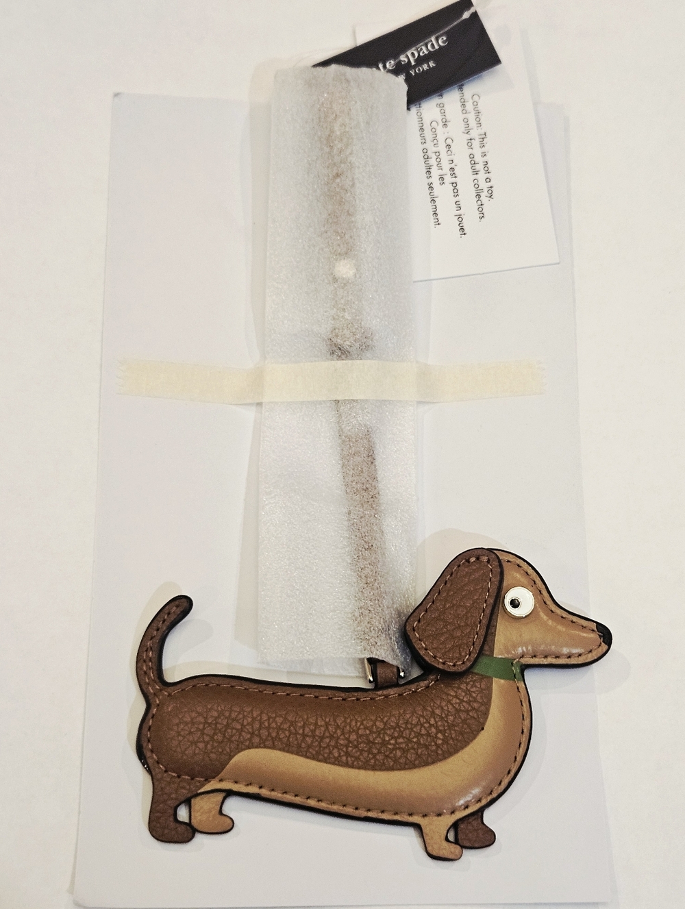 Kate Spade New York Dachshund Weiner Dog Doxie Bag Charm Brown Leather NWT New